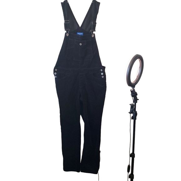 Arizona Jean Company Jeans Arizona Boho Black Corduroy Bib Womens